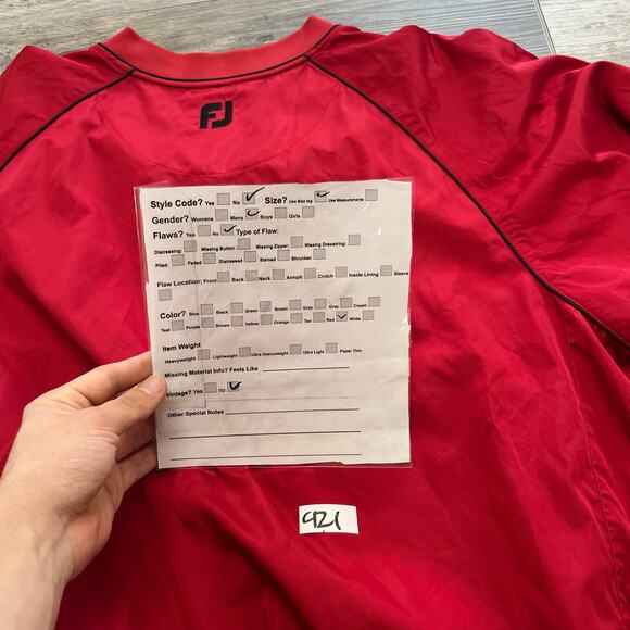 Footjoy Windbreaker Red Mens L Short Sleeve V-Neck  Sporty‎ Golf Jacket Light - Picture 8 of 8